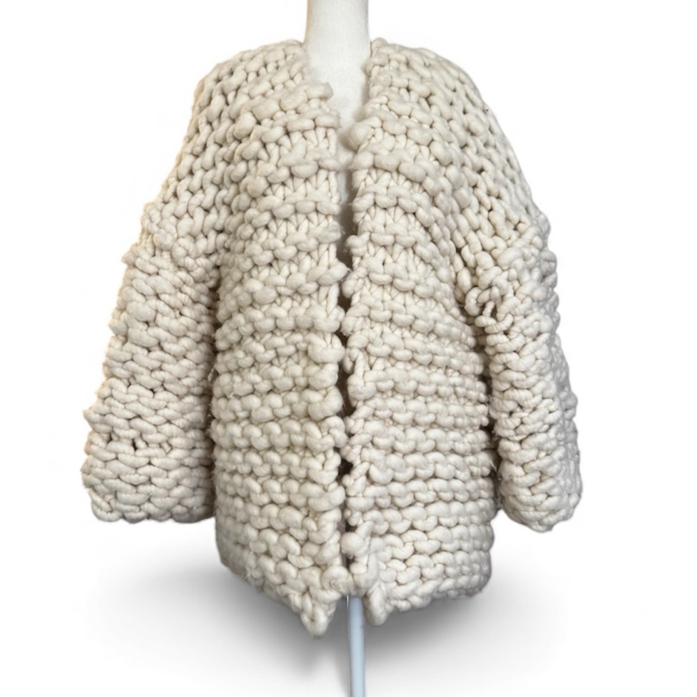 Hand knit, chunky, merino wool cardigan sweater/jacket, approx size M/L